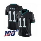 Men's Philadelphia Eagles #11 Carson Wentz Black Alternate Vapor Untouchable Limited Player 100th Season Football Jersey