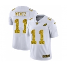 Men's Philadelphia Eagles #11 Carson Wentz Flocked Leopard Print Vapor Limited Football Jersey White