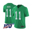 Men's Philadelphia Eagles #11 Carson Wentz Limited Green Rush Vapor Untouchable 100th Season Football Jersey