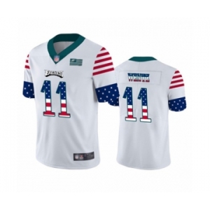 Men's Philadelphia Eagles #11 Carson Wentz White Independence Day Limited Player Football Jersey