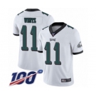 Men's Philadelphia Eagles #11 Carson Wentz White Vapor Untouchable Limited Player 100th Season Football Jersey