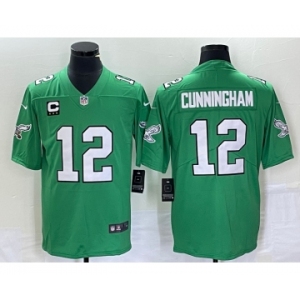 Men's Philadelphia Eagles #12 Randall Cunningham Green C Patch 2023 Vapor Limited Throwback Jersey