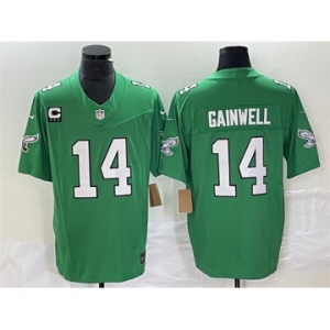Men's Philadelphia Eagles #14 Kenneth Gainwell Green 2023 F.U.S.E. With C Patch Vapor Untouchable Football Stitched Jersey