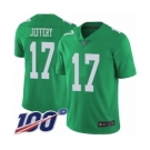 Men's Philadelphia Eagles #17 Alshon Jeffery Limited Green Rush Vapor Untouchable 100th Season Football Jersey