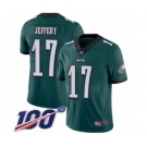 Men's Philadelphia Eagles #17 Alshon Jeffery Midnight Green Team Color Vapor Untouchable Limited Player 100th Season Football Jersey