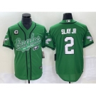 Men's Philadelphia Eagles #2 Darius Slay JR Green C Patch Cool Base Stitched Baseball Jersey