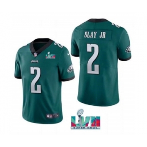 Men's Philadelphia Eagles #2 Darius Slay JR Green Super Bowl LVII Patch Vapor Untouchable Limited Stitched Jersey