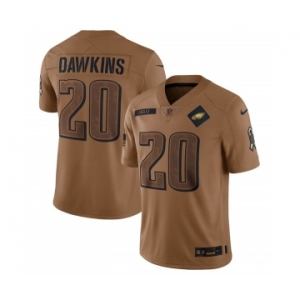 Men's Philadelphia Eagles #20 Brian Dawkins 2023 Brown Salute To Service Limited Football Stitched Jersey