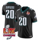 Men's Philadelphia Eagles #20 Brian Dawkins Black 2025 Eagles Logo Super Bowl LIX Patch New F.U.S.E. Vapor Limited Football Stitched Jersey