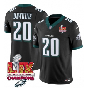 Men's Philadelphia Eagles #20 Brian Dawkins Black 2025 Eagles Logo Super Bowl LIX Patch New F.U.S.E. Vapor Limited Football Stitched Jersey