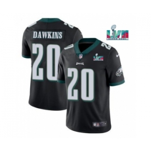 Men's Philadelphia Eagles #20 Brian Dawkins Black Super Bowl LVII Patch Vapor Untouchable Limited Stitched Jersey