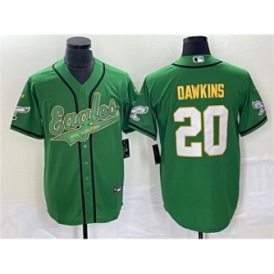 Men's Philadelphia Eagles #20 Brian Dawkins Green Gold Cool Base Baseball Stitched Jersey