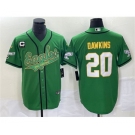 Men's Philadelphia Eagles #20 Brian Dawkins Green Gold With C Patch Cool Base Baseball Stitched Jersey