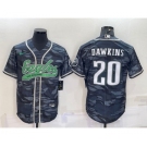 Men's Philadelphia Eagles #20 Brian Dawkins Grey Camo With Patch Cool Base Stitched Baseball Jersey