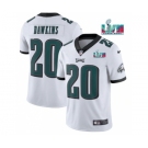 Men's Philadelphia Eagles #20 Brian Dawkins White Super Bowl LVII Patch Vapor Untouchable Limited Stitched Jersey