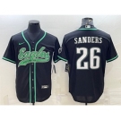 Men's Philadelphia Eagles #26 Miles Sanders Black With Patch Cool Base Stitched Baseball Jersey