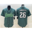 Men's Philadelphia Eagles #26 Miles Sanders Green With Patch Cool Base Stitched Baseball Jersey