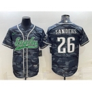 Men's Philadelphia Eagles #26 Miles Sanders Grey Camo With Patch Cool Base Stitched