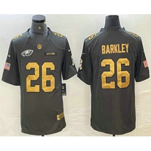 Men's Philadelphia Eagles #26 Saquon Barkley Anthracite Gold 2016 Salute To Service Stitched Nike Limited Jersey