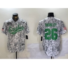 Men's Philadelphia Eagles #26 Saquon Barkley Arctic Camo 2024 Salute to Service Stitched Baseball Jersey