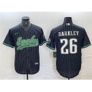 Men's Philadelphia Eagles #26 Saquon Barkley Black Cool Base Baseball Stitched Jersey