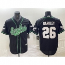 Men's Philadelphia Eagles #26 Saquon Barkley Black Cool Base Stitched Baseball Jersey