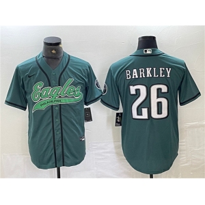 Men's Philadelphia Eagles #26 Saquon Barkley Green Cool Base Baseball Stitched Jersey