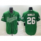 Men's Philadelphia Eagles #26 Saquon Barkley Green Cool Base Stitched Baseball Jersey