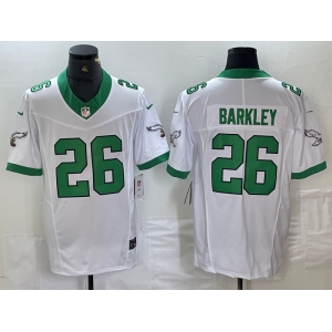 Men's Philadelphia Eagles #26 Saquon Barkley White 2023 F.U.S.E. Vapor Untouchable Throwback Football Stitched Jersey