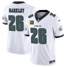 Men's Philadelphia Eagles #26 Saquon Barkley White 2025 F.U.S.E. With 4-Star C Patch Vapor Untouchable Limited Stitched Football Jersey