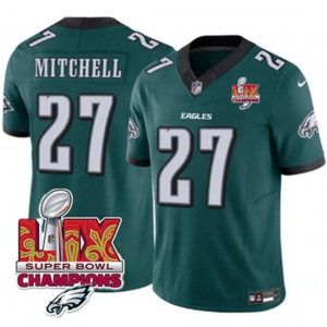 Men's Philadelphia Eagles #27 Quinyon Mitchell Green 2025 Eagles Logo Super Bowl LIX Patch New F.U.S.E. Vapor Untouchable Limited Football Stitched Jersey