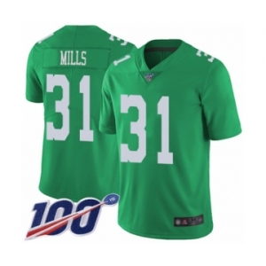 Men's Philadelphia Eagles #31 Jalen Mills Limited Green Rush Vapor Untouchable 100th Season Football Jersey