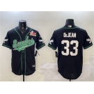 Men's Philadelphia Eagles #33 Cooper DeJean Black 2025 Super Bowl LIX Patch Cool Base Stitched Baseball Jersey
