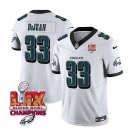 Men's Philadelphia Eagles #33 Cooper DeJean White 2025 Eagles Logo Super Bowl LIX Patch New F.U.S.E. Vapor Untouchable Limited Football Stitched Jersey