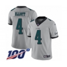 Men's Philadelphia Eagles #4 Jake Elliott Limited Silver Inverted Legend 100th Season Football Jersey