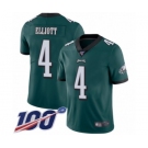 Men's Philadelphia Eagles #4 Jake Elliott Midnight Green Team Color Vapor Untouchable Limited Player 100th Season Football Jersey