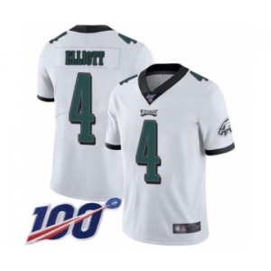 Men's Philadelphia Eagles #4 Jake Elliott White Vapor Untouchable Limited Player 100th Season Football Jersey