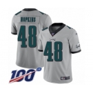 Men's Philadelphia Eagles #48 Wes Hopkins Limited Silver Inverted Legend 100th Season Football Jersey