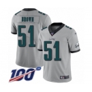 Men's Philadelphia Eagles #51 Zach Brown Limited Silver Inverted Legend 100th Season Football Jersey