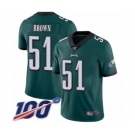 Men's Philadelphia Eagles #51 Zach Brown Midnight Green Team Color Vapor Untouchable Limited Player 100th Season Football Jersey