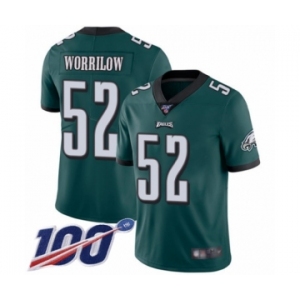 Men's Philadelphia Eagles #52 Paul Worrilow Midnight Green Team Color Vapor Untouchable Limited Player 100th Season Football Jersey