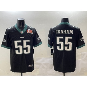 Men's Philadelphia Eagles #55 Brandon Graham Black 2025 Super Bowl LIX Patch Vapor Untouchable Limited Football Stitched Jersey