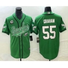 Men's Philadelphia Eagles #55 Brandon Graham Green C Patch Cool Base Stitched Baseball Jersey