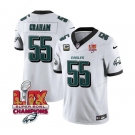 Men's Philadelphia Eagles #55 Brandon Graham White 2025 Eagles Logo Super Bowl LIX Patch And 4-Star C Patch New F.U.S.E. Vapor Limited Football Stitched Je