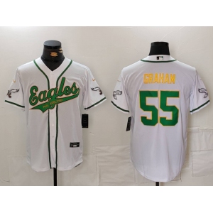 Men's Philadelphia Eagles #55 Brandon Graham White Gold Cool Base Stitched Baseball Jersey