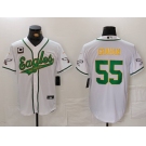 Men's Philadelphia Eagles #55 Brandon Graham White Gold With C Patch Cool Base Stitched Baseball Jersey