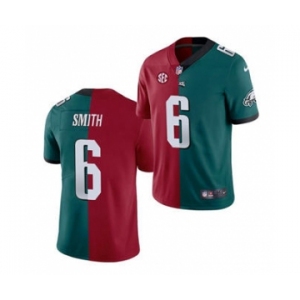 Men's Philadelphia Eagles #6 DeVonta Smith 2021 Red Green Split Stitched Football Jersey