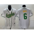 Men's Philadelphia Eagles #6 DeVonta Smith White Gold Cool Base Stitched Baseball Jersey