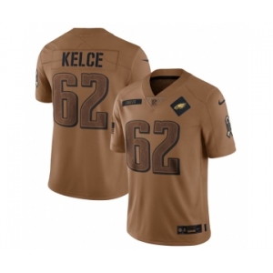 Men's Philadelphia Eagles #62 Jason Kelce 2023 Brown Salute To Service Limited Football Stitched Jersey