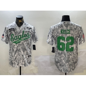 Men's Philadelphia Eagles #62 Jason Kelce Arctic Camo 2024 Salute to Service Stitched Baseball Jersey